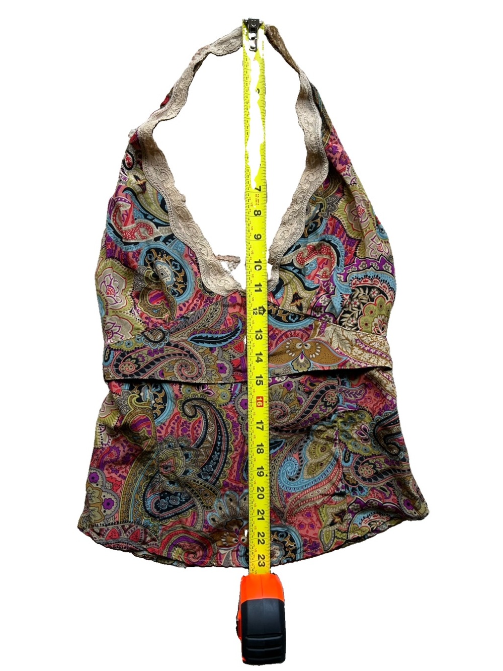 Vtg Y2K Bebe Silk Babydoll Top M Camisole Fairy Paisley Lace Boho Festival 2000s - Picture 9 of 9